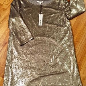 NWT BB Dakota Silver Sequin Shift Dress